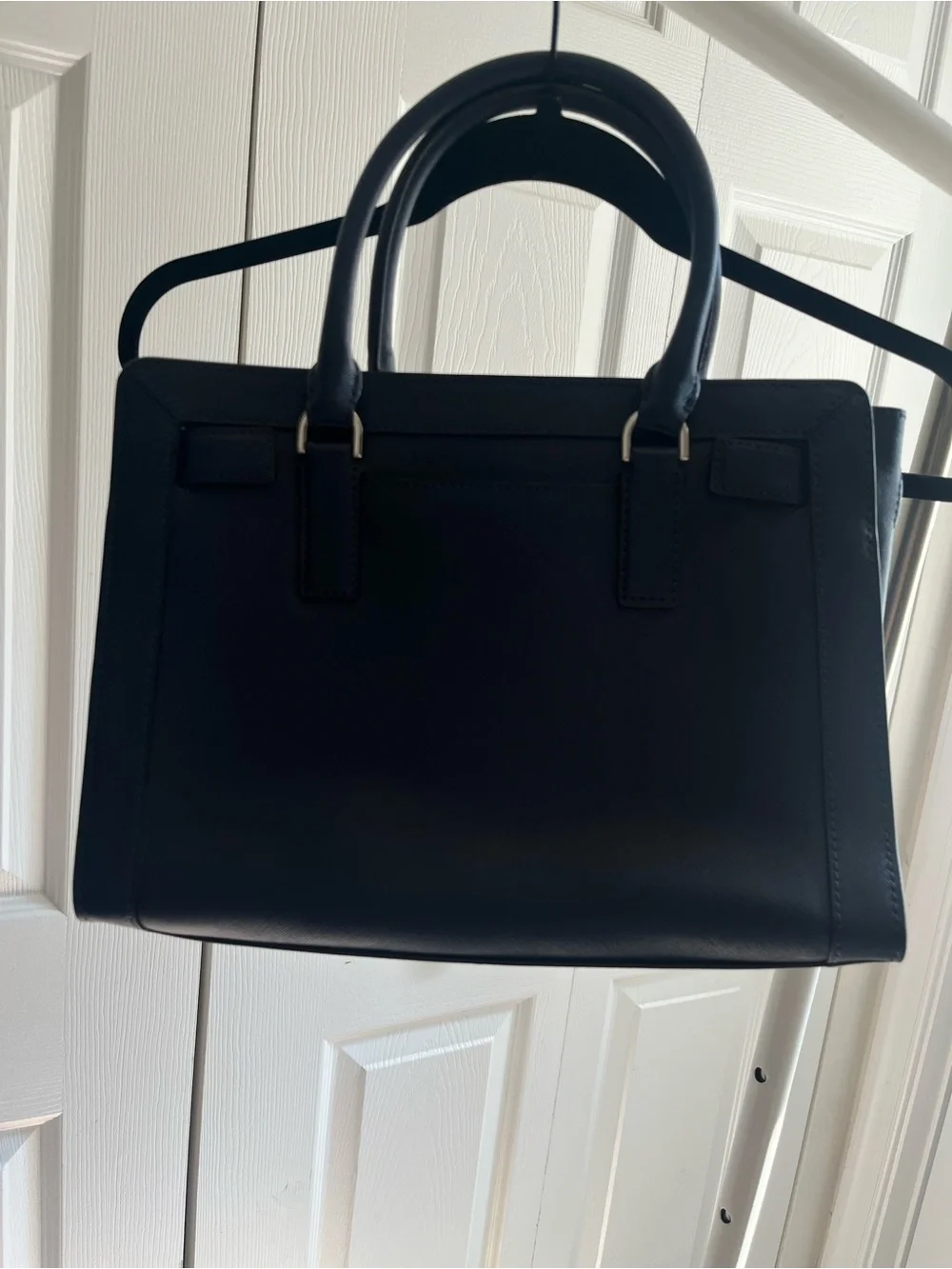 Michael Kors Navy Saffiano Satchel with MK Charm